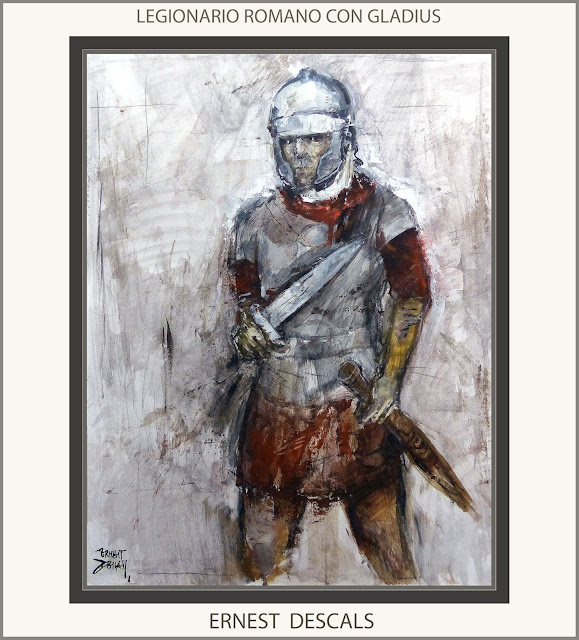 LEGIONARIOS ROMANOS-PINTURAS-GLADIUS-ROMA-ARTE MILITAR-PINTURA-ARTISTA-PINTOR-ERNEST DESCALS-