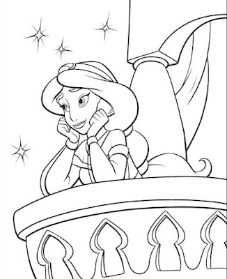 Disney Coloring Sheets on Disney Princess Coloring Pages Jasmin Aladdin Cartoon Character