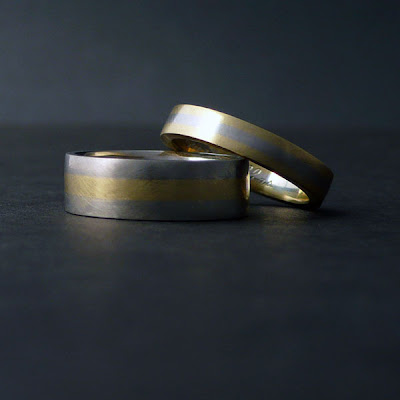 Here is a cool pair of wedding bands for a very cool couple