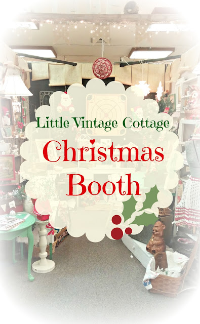 Antique mall booth decorated for Christmas