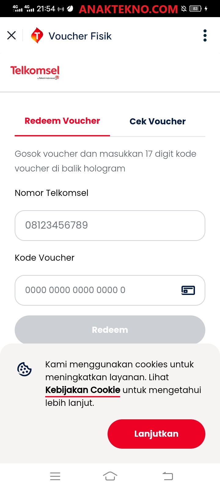 Cara memasukkan kode voucher Telkomsel yang gagal