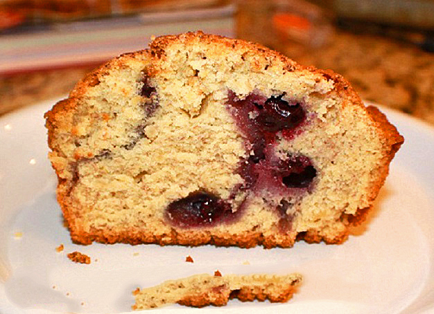 this is a quick bread with blueberries and banana baked