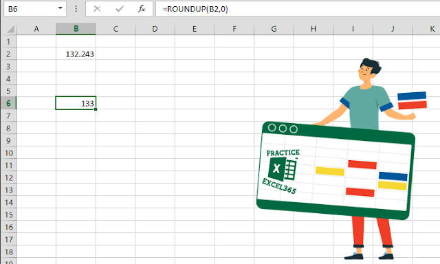 شرح صيغة الدالة ROUNDUP في برنامج مايكروسوفت Excel