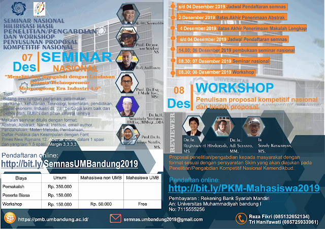 SEMINAR NASIONAL HILIRISASI HASIL PENELITIAN / PENGABDIAN DAN WORKSHOP PENYUSUNAN PROPOSAL KOMPETITIF NASIONAL