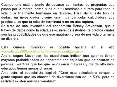 Calculadora de divorcios : Test de Amor y Desamor