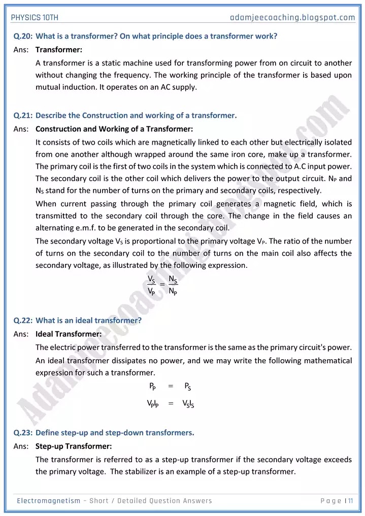 electromagnetism-short-and-detailed-answer-questions-physics-10th