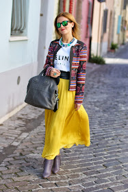 maxi skirt, Promod jacket, Urban Gypsy look, Fashion and Cookies, fashion blogger