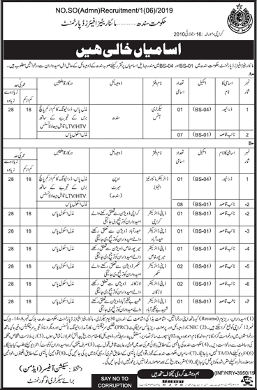 Mines and Minerals Department Sindh Jobs 2019 July Naib Qasid & Drivers Latest Other