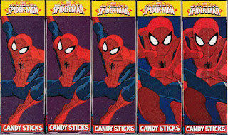 Front view of Ultimate Spider-Man Villains Candy Sticks boxes set two