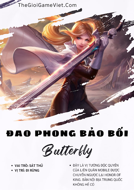 Honor Of King: Butterfly - Đao Phong Bảo Bối phân tích kỹ năng, gợi ý trang bị và các ý tưởng chơi 2024