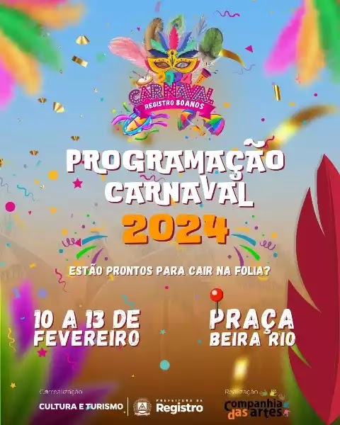 Confira a Programação do Carnaval 2024 de Registro-SP