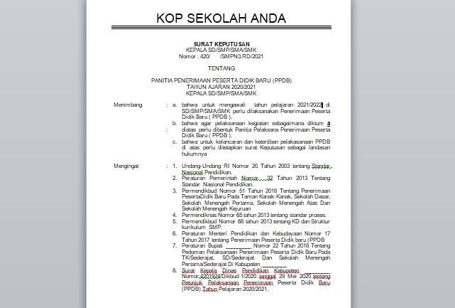 Contoh Sk Kepala Sekolah Revisi 2021 2022 / Contoh Sk Kepala Sekolah