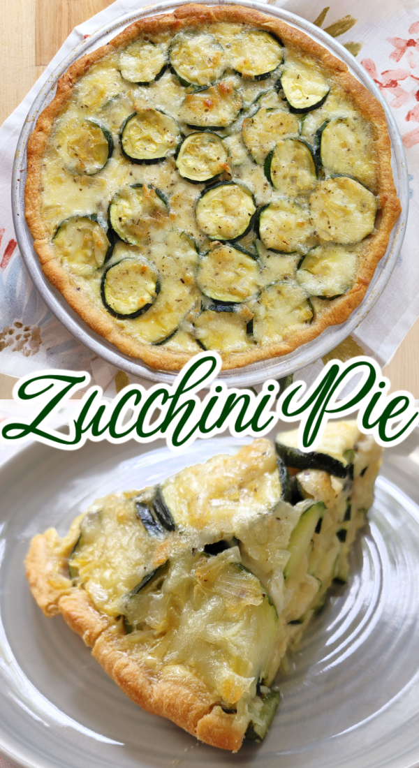 Zucchini Pie! A savory pie or tart recipe made with zucchini, mozzarella cheese and Italian herbs baked in a crescent roll crust.