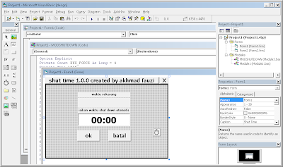 Proses Pengerjaan Project Aplikasi Shutdown Otomatis