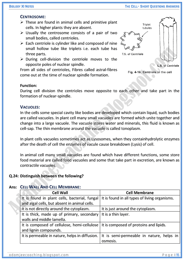 the-cell-short-question-answers-biology-11th