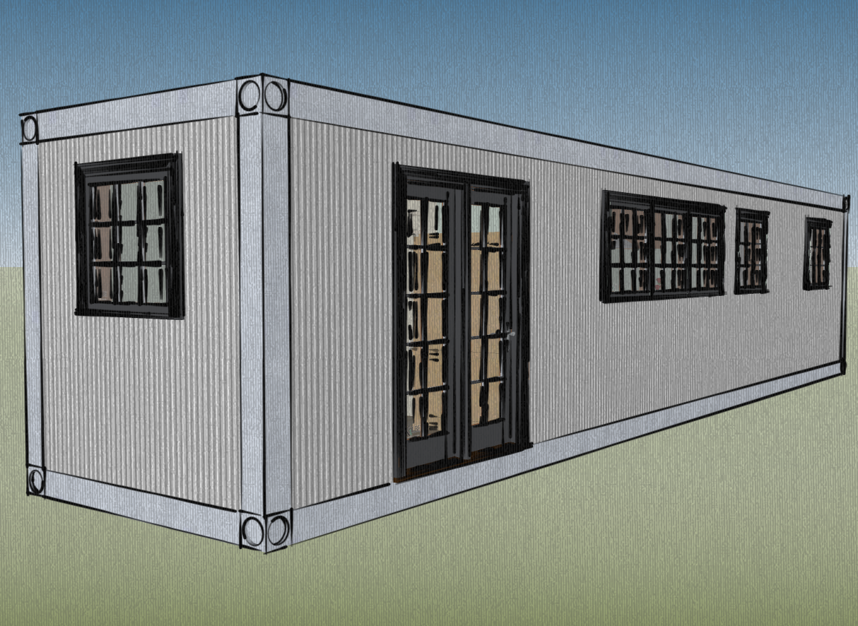Small Scale Homes: 8x40 Shipping Container Home Design