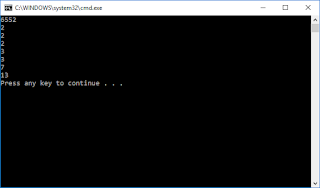 Write a program that asks the user for an integer and then prints out all its factors in increasing order. Example input us 150, it should print                   2                  3                  5                  5