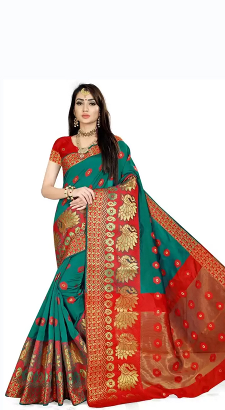 Self Design Banarasi Cotton Silk, Silk Blend Saree