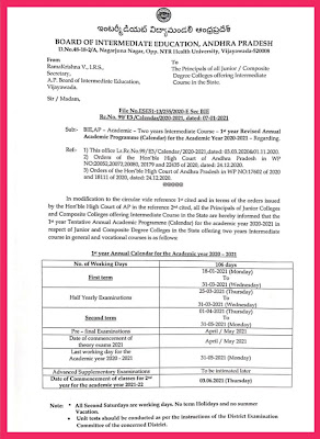 Revised Academic Calendar- Intermediate