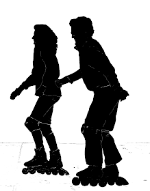 couple skating on road