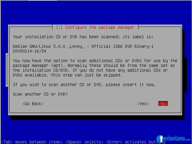 Cara Install Debian 5 Lenny Berbasis Text (CLI) Lengkap Dengan Gambar - Feriantano.com