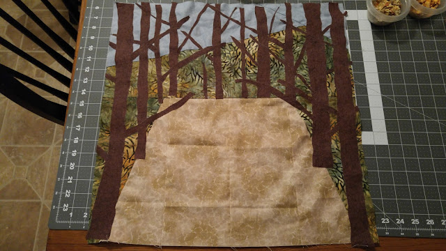 Missouri fall autumn leaves deer art mini quilt