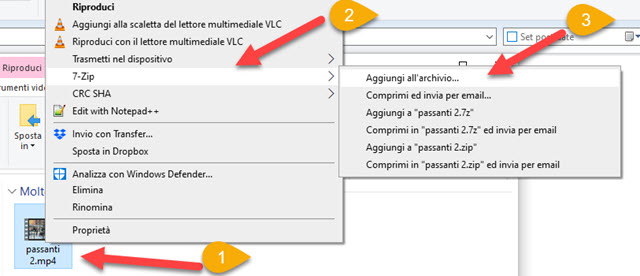 aggiungere file a archivio ZIP con 7-ZIP