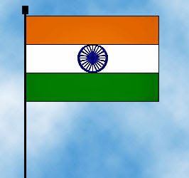 India flag on blue and white clouds