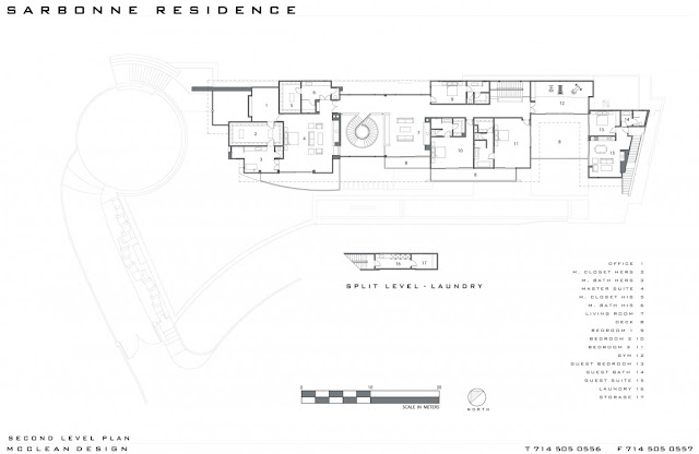 Second floor plan of modern home in Los Angeles 