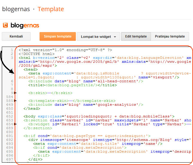 Cara Mengganti Template Blog Melalui Mode Edit HTML