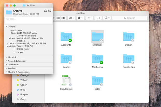 Screenshot of Drpbox Client On Mac