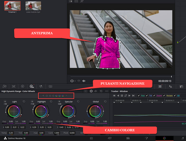 cambio colore su davinci resolve