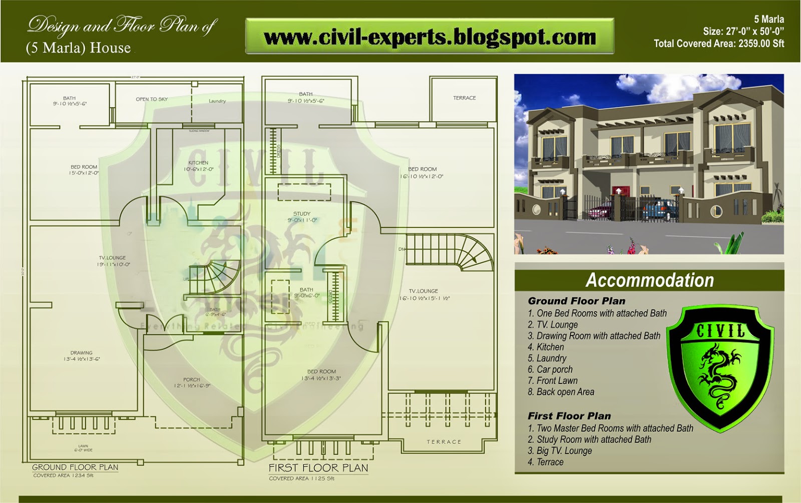 Civil Experts 5 Marla Houses Plans
