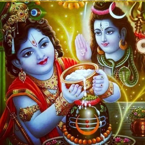 God Krishna Picture with Shiva