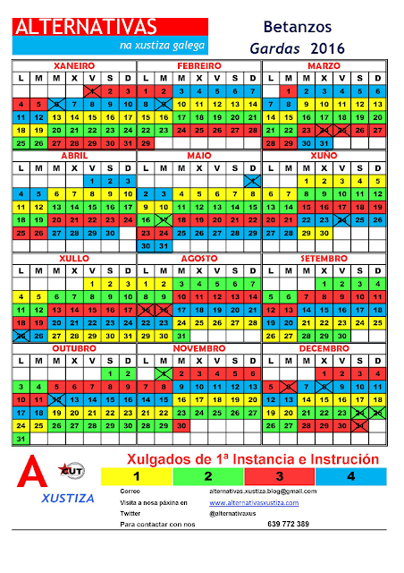 Betanzos. Calendario de gardas 2016