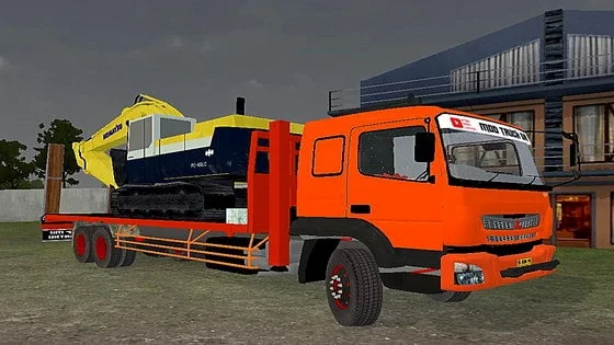 mod bussid truck fuso fj selfloader muatan kobe