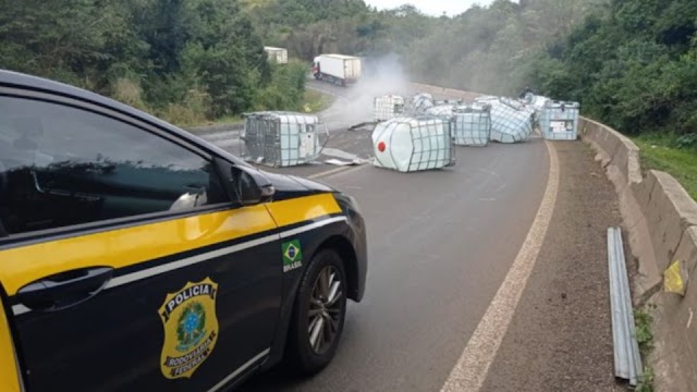 Carga corrosiva é derramada na BR 277, em Nova Laranjeiras