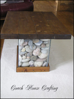 fish tank table, pebble table, wood coffee table, scrap wood table,recycled table, easy table