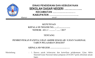 Download Contoh SK UNBK SD SMP SMA 2017