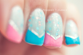 Deborah Lippmann - Glitter In The Air nail polish pink and blue chevron nail art manicure