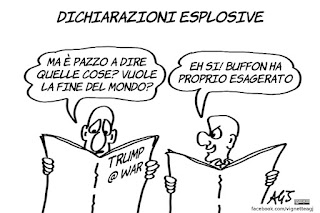 buffon, Juventus, Real Madrid, Siria, Trump, umorismo, calcio, sport, vignetta, satira