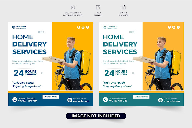 Online delivery business template vector free download