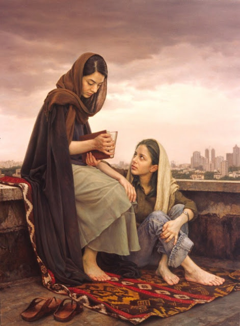 photorealistic painting of iman maleki
