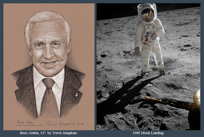 Buzz Aldrin, 33°. Astronaut. Apollo 11. 2nd Man on the Moon. Freemason. by Travis Simpkins