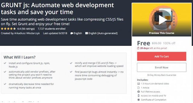 [100% Off] GRUNT js: Automate web development tasks and save your time| Worth 99,99$ 