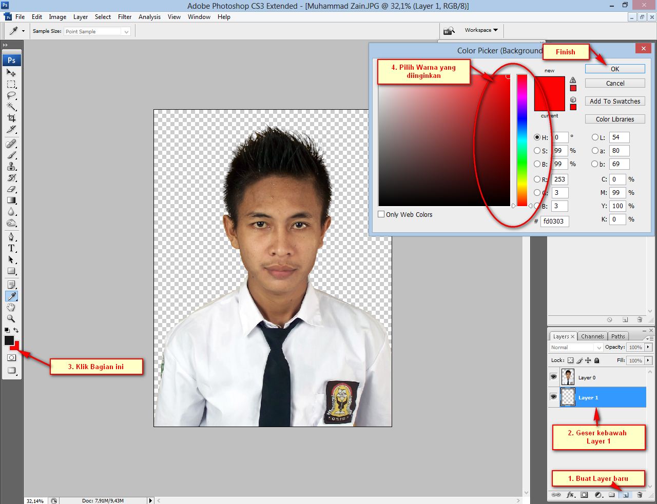 Seleksi rambut  acak  acakan  di Photoshop ARIF COMPUTER