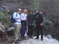 Chris and friends at Fish Canyon Falls, Angeles National Forest, December 24, 2015