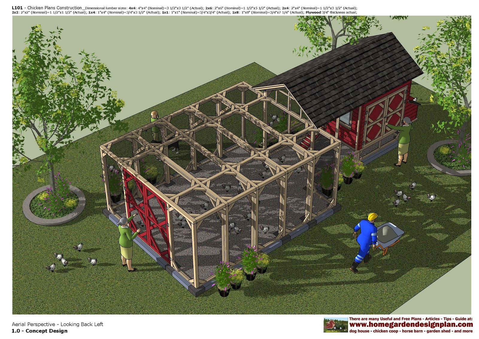 garden plans: L101 - Chicken Coop Plans Construction - Chicken Coop 