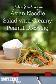 Asian Noodle Salad with Creamy Peanut Dressing Recipe - low fat, gluten free, clean eating friendly, vegan, vegetarian, easy salads, impressive side dishes