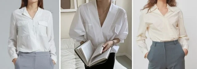 상체가-통통한-여성의코디-네크라인은 브이넥으로